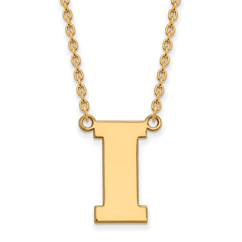 14k Gold Plated Silver U of Iowa Initial I Pendant Necklace