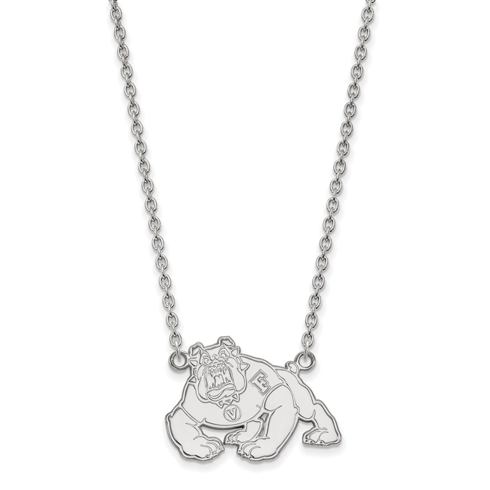 Sterling Silver California State Fresno Bulldog Pendant Necklace