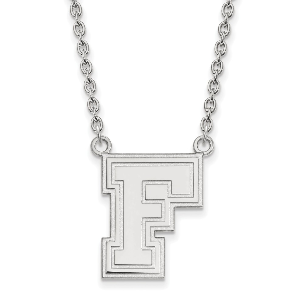 Sterling Silver Fordham U Initial F Pendant Necklace