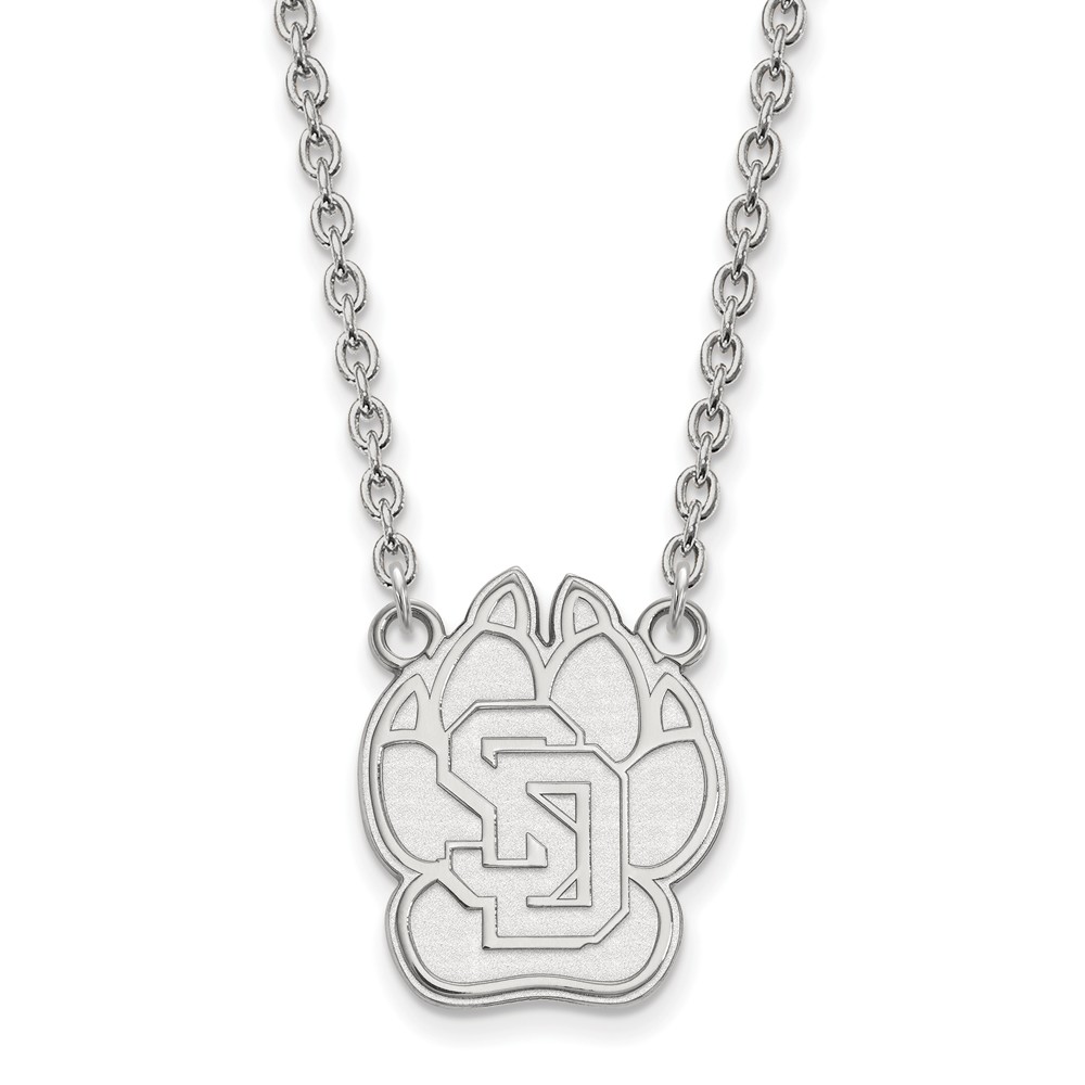 Sterling Silver South Dakota 'SD' Paw Pendant Necklace