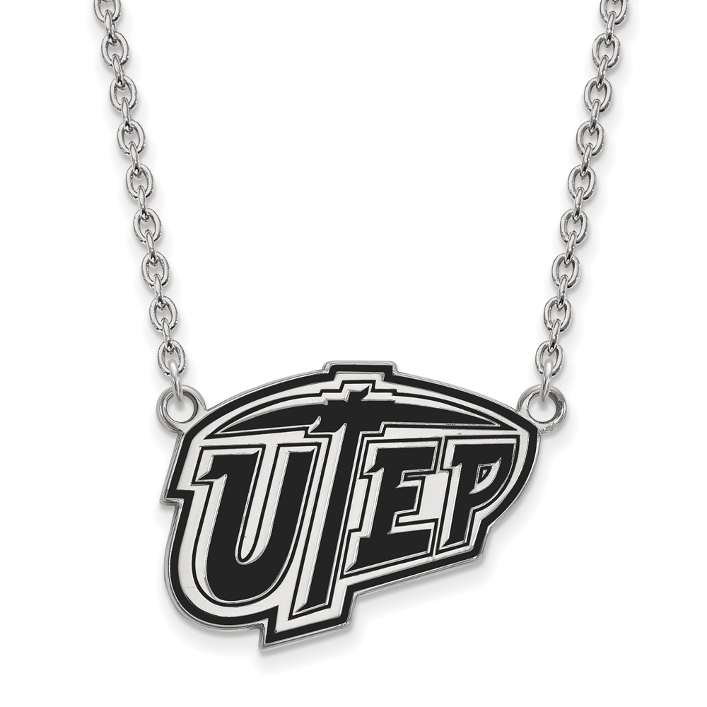 Sterling Silver U of Texas at El Paso Enamel Pendant Necklace
