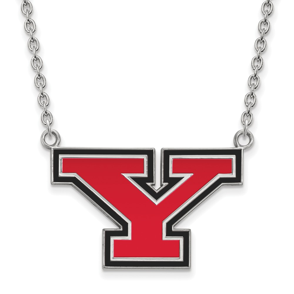 Sterling Silver Youngstown State Enameled 'Y' Necklace, 18 Inch
