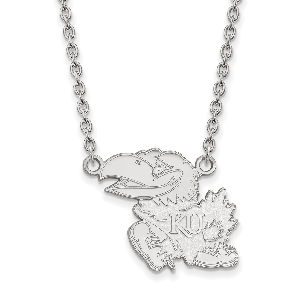 Sterling Silver U of Kansas Jayhawk Pendant Necklace