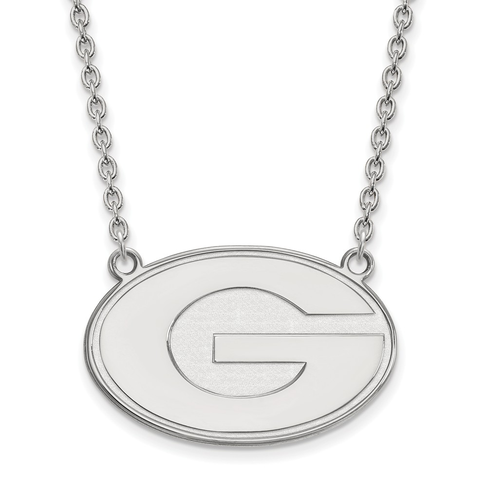Sterling Silver U of Georgia 'G' Disc Pendant Necklace