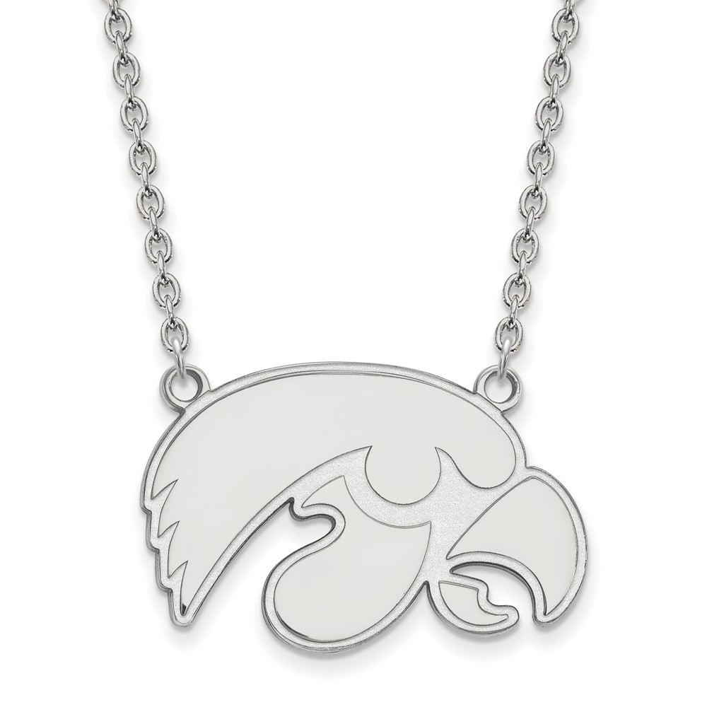 Sterling Silver U of Iowa Hawkeye Pendant Necklace