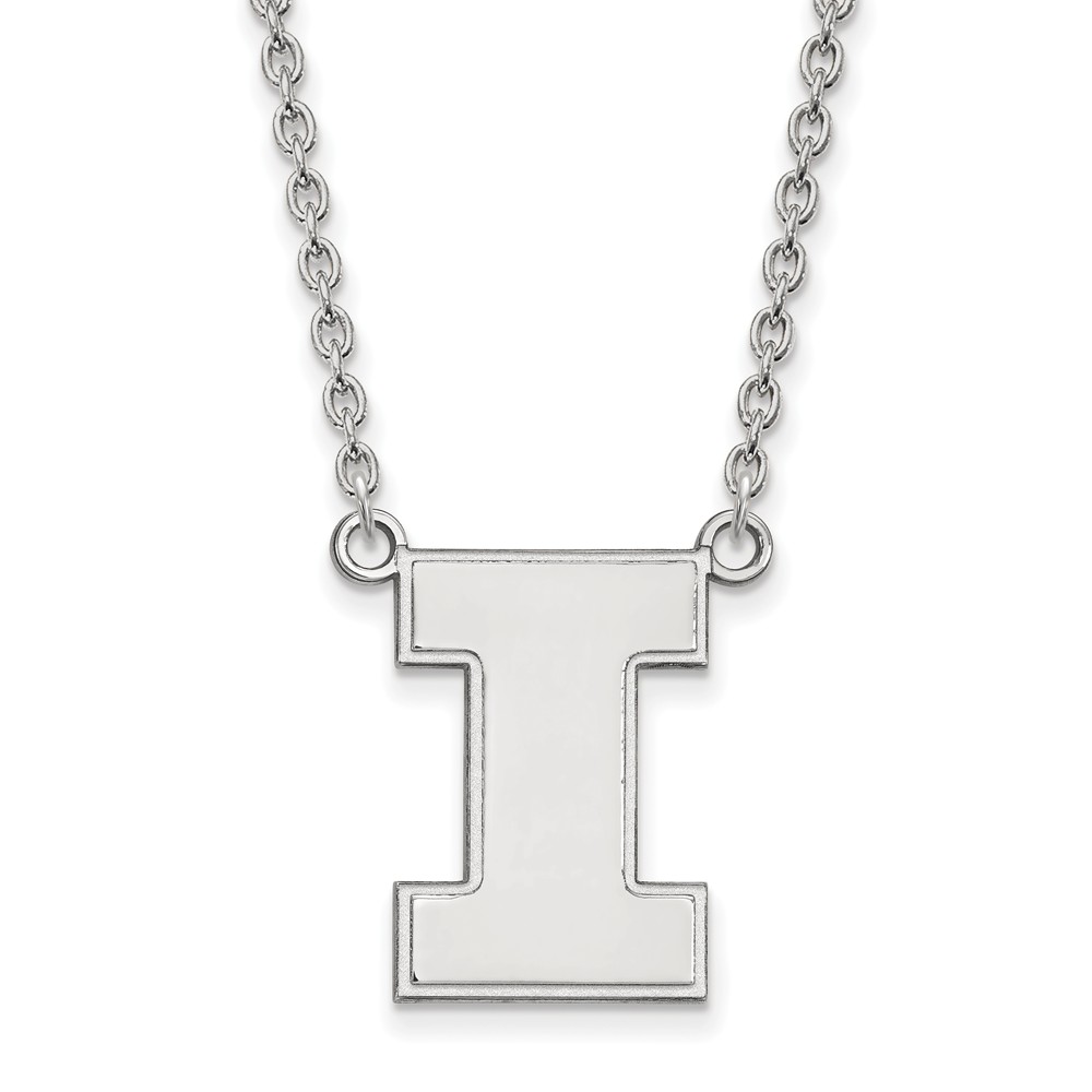 Sterling Silver U of Illinois Initial I Pendant Necklace