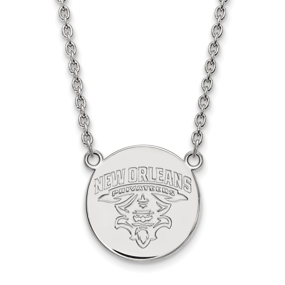 Sterling Silver U of New Orleans Logo Disc Necklace