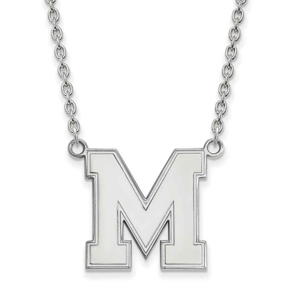 Sterling Silver U of Memphis Large Initial Pendant Necklace