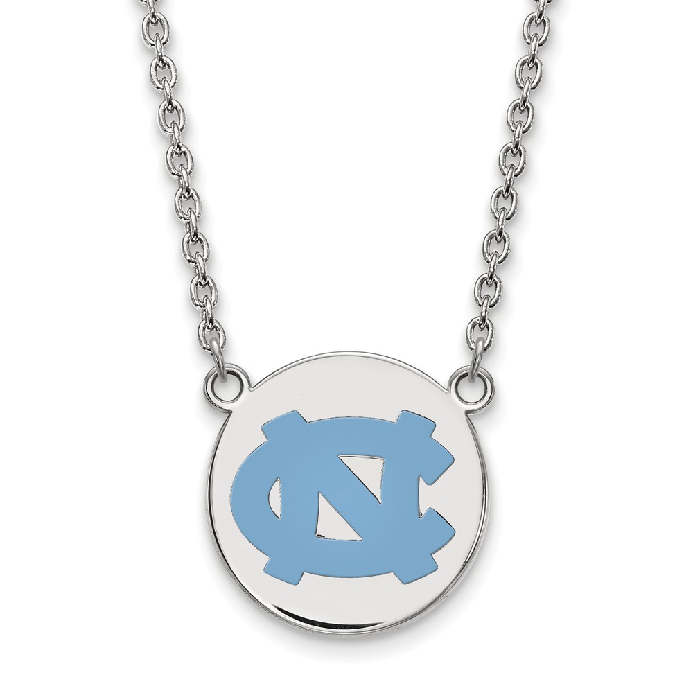 Sterling Silver North Carolina Enamel Disc Pendant Necklace