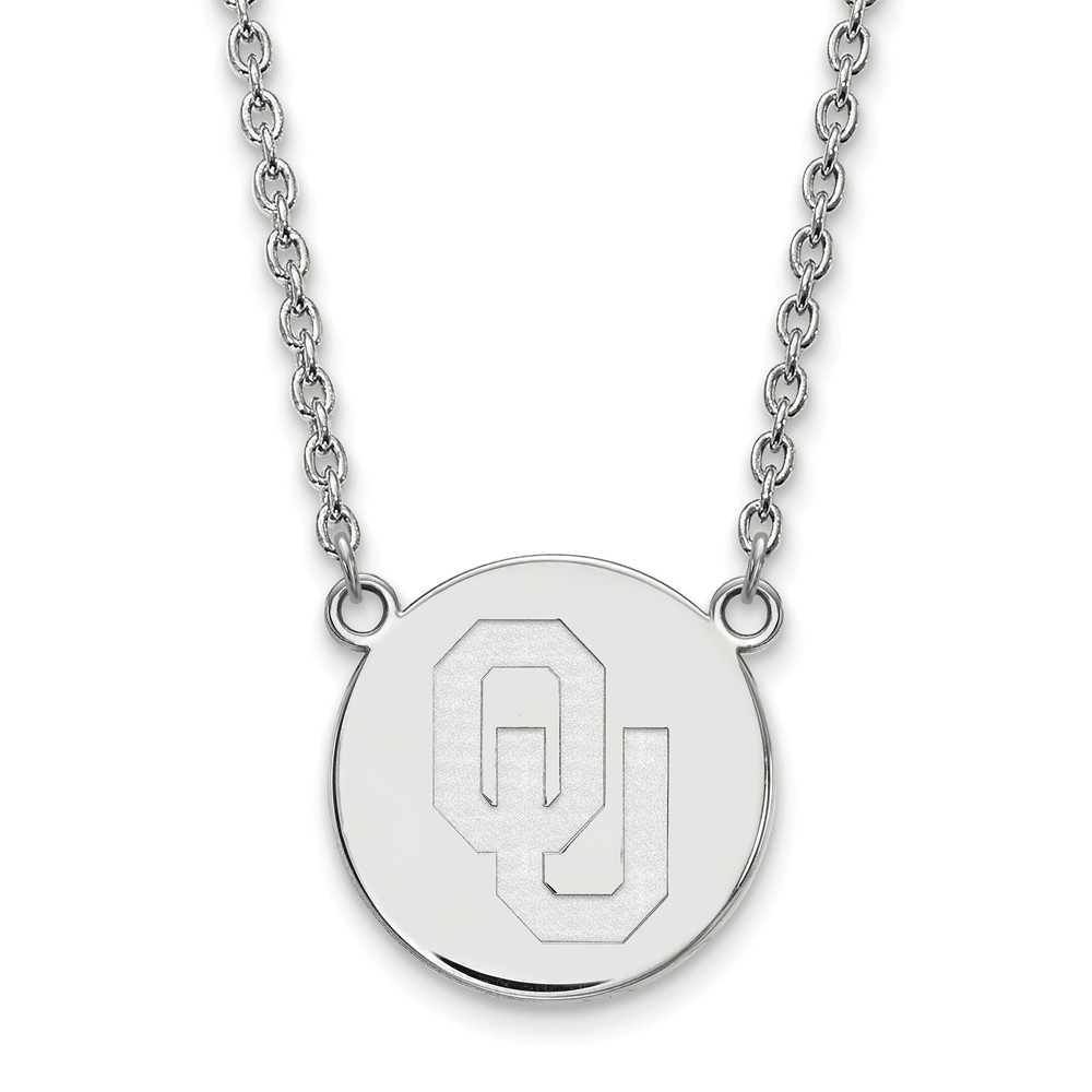 Sterling Silver Oklahoma OU Disc Necklace