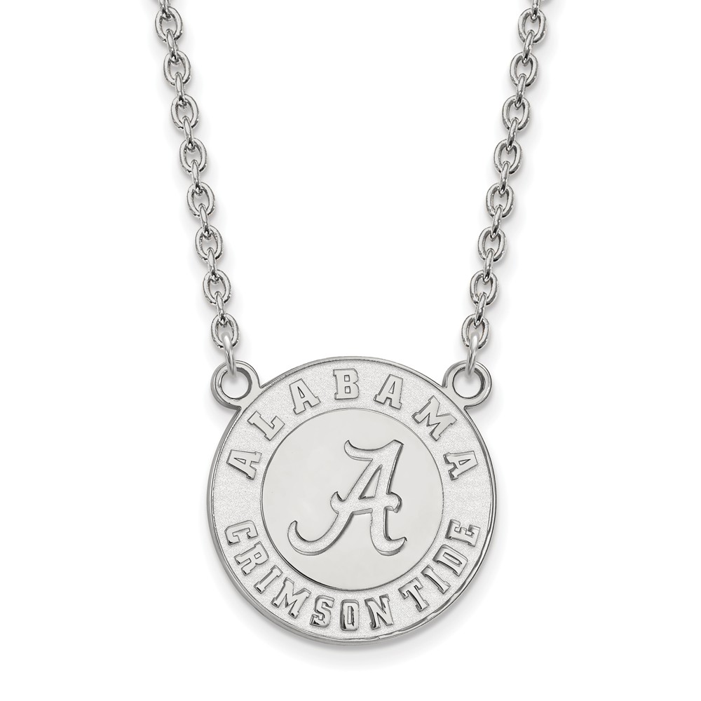 Sterling Silver U of Alabama Logo Disc Pendant Necklace
