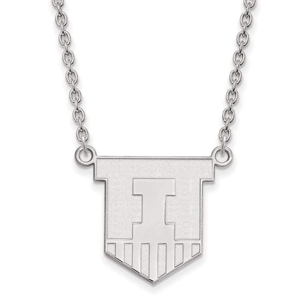 Sterling Silver U of Illinois Shield Pendant Necklace