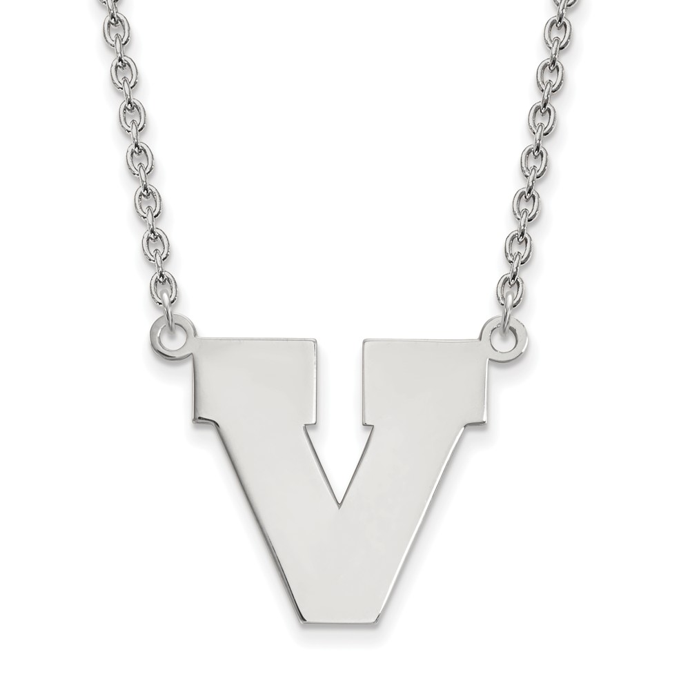 Sterling Silver U of Virginia Initial V Pendant Necklace