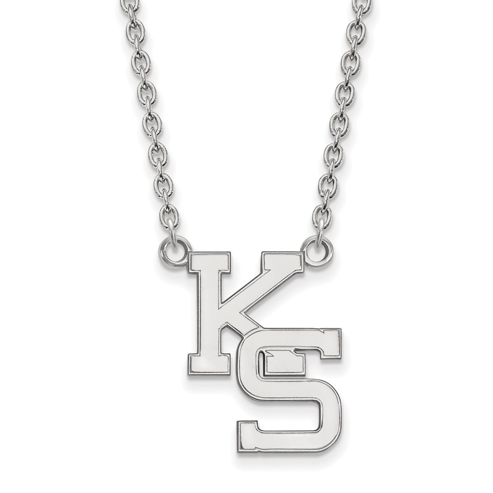 Sterling Silver Kansas State 'KS' Letter Pendant Necklace