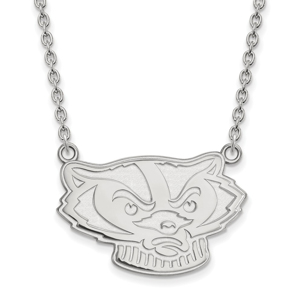 Sterling Silver U of Wisconsin Badger Pendant Necklace