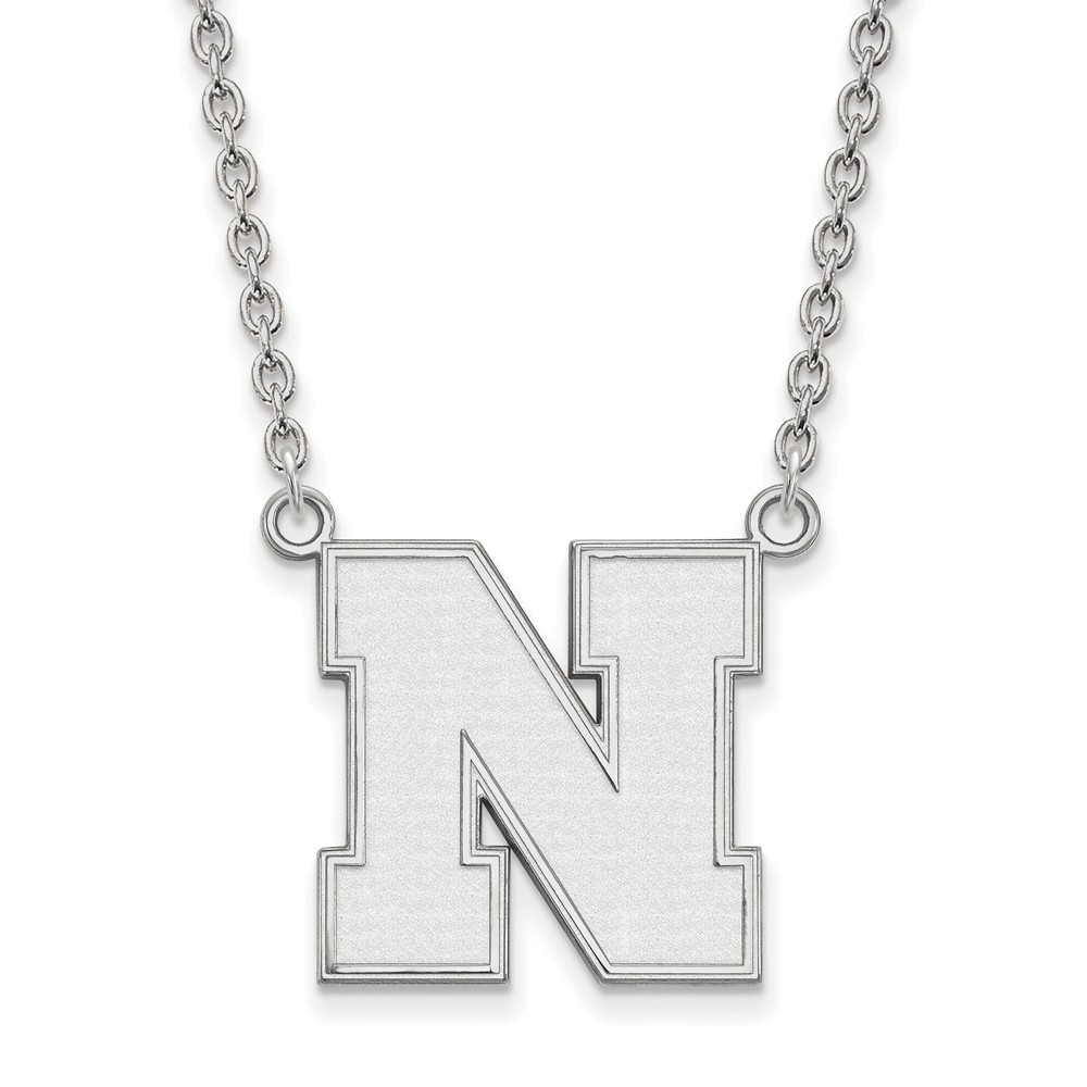 Sterling Silver U of Nebraska Initial N Pendant Necklace