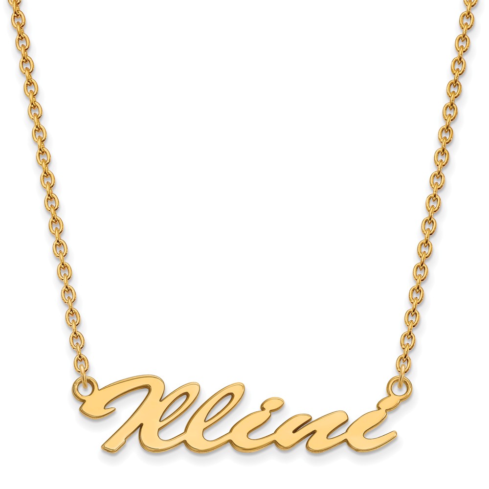 14k Gold Plated Silver U of Illinois Script Pendant Necklace