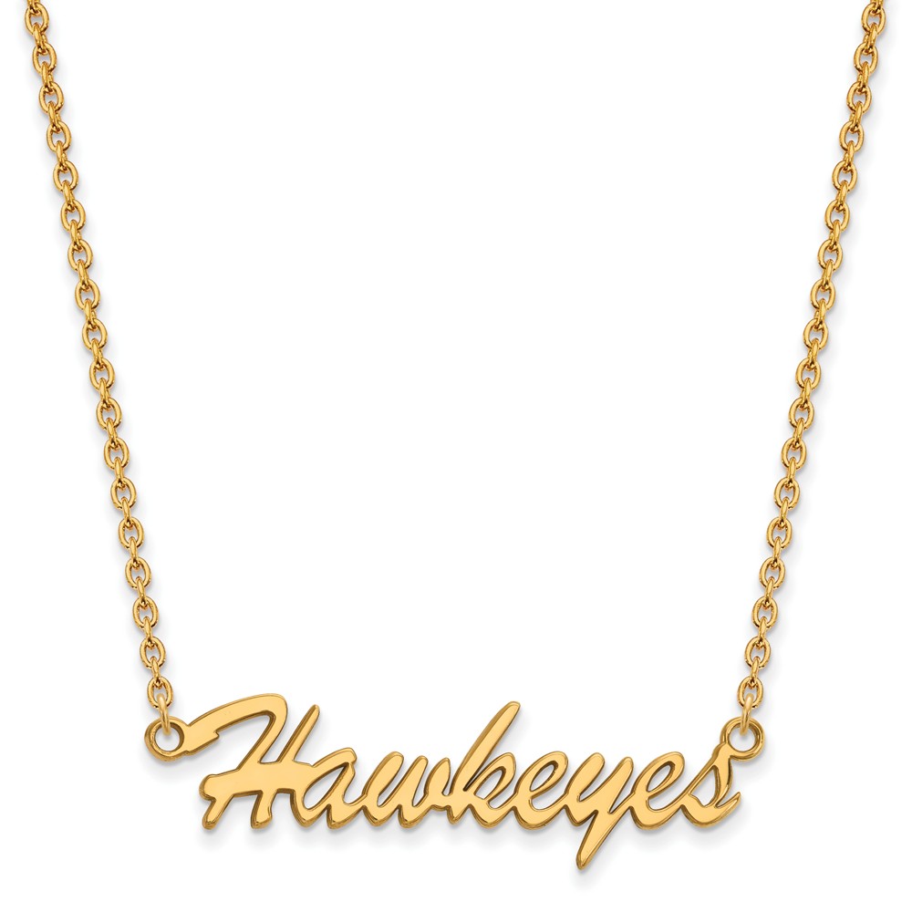 14k Gold Plated Silver U of Iowa Script Pendant Necklace