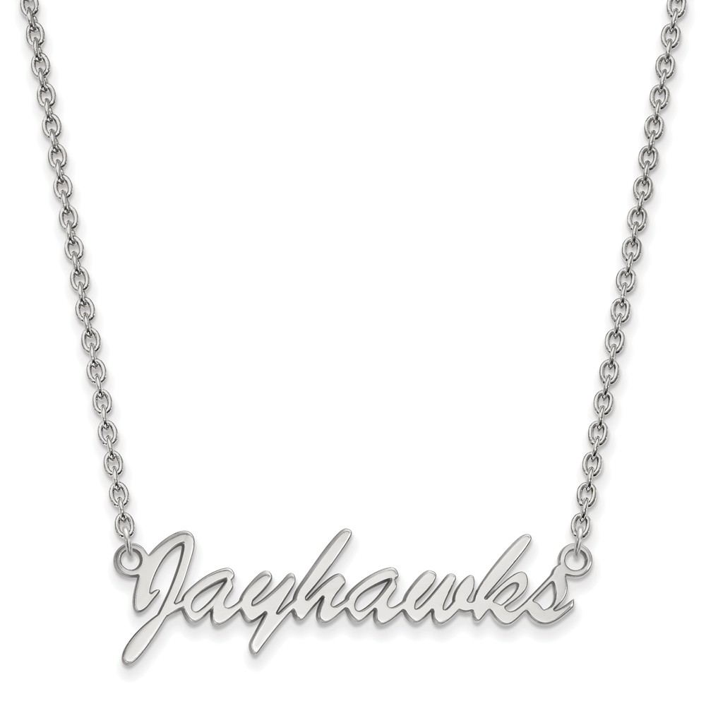 Sterling Silver U of Kansas Script 'Jayhawks' Pendant Necklace