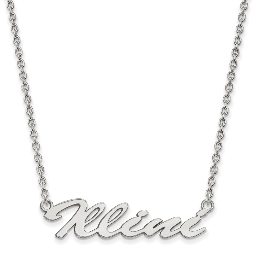 Sterling Silver U of Illinois Script Pendant Necklace
