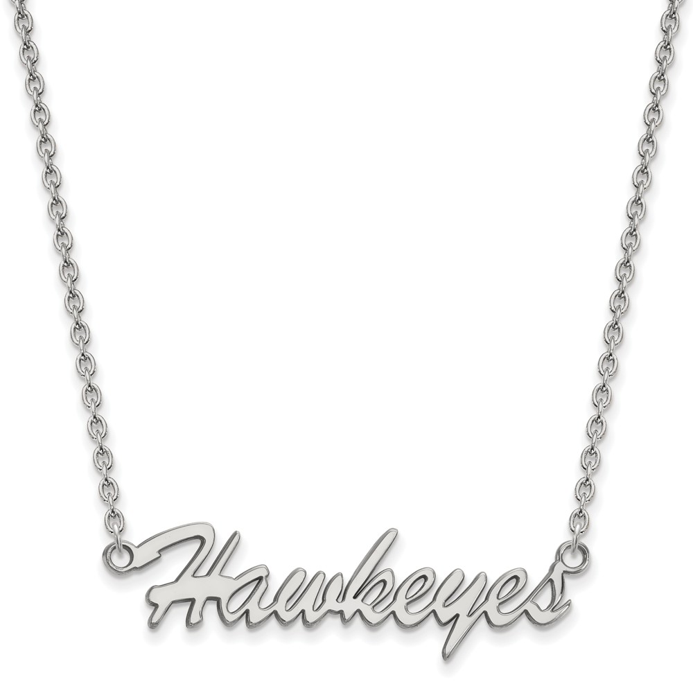 Sterling Silver U of Iowa Script 'Hawkeyes' Pendant Necklace