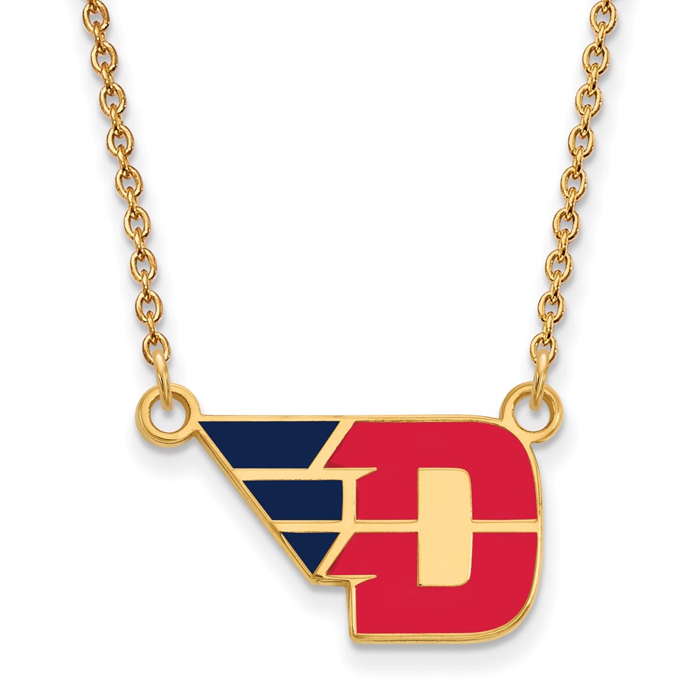 14k Gold Plated Silver U of Dayton Enamel Pendant Necklace