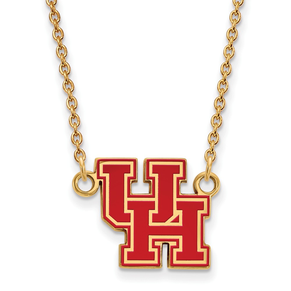 14k Gold Plated Silver U of Houston Enamel Pendant Necklace