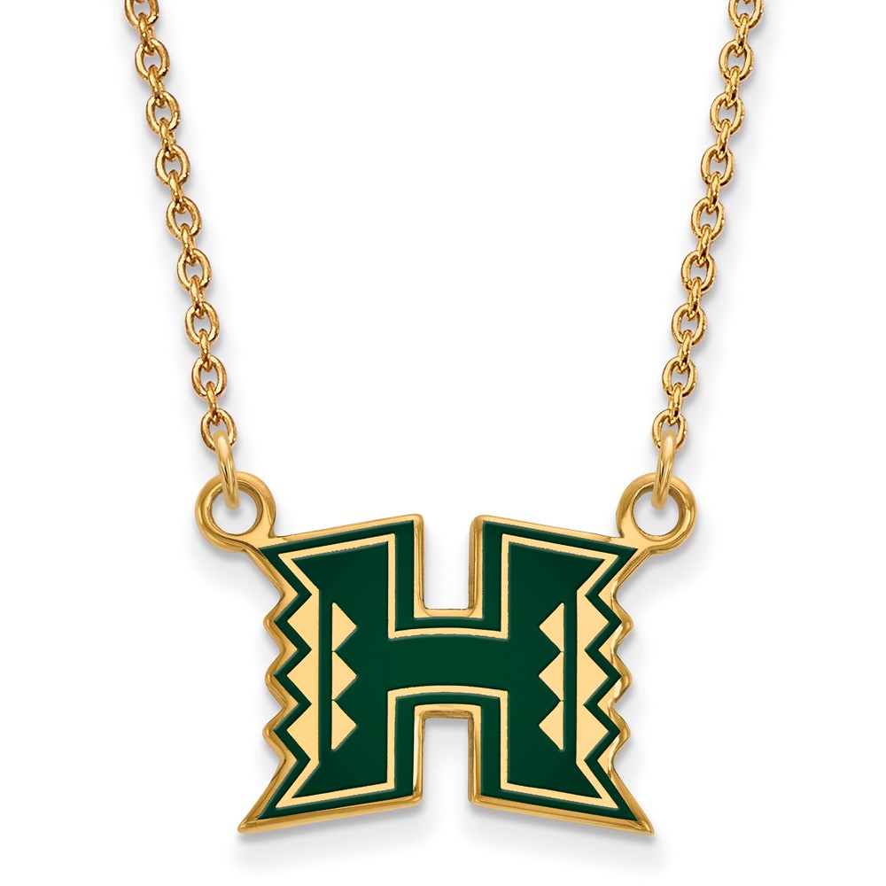14k Gold Plated Silver U of Hawai'i Sm Enamel Pendant Necklace