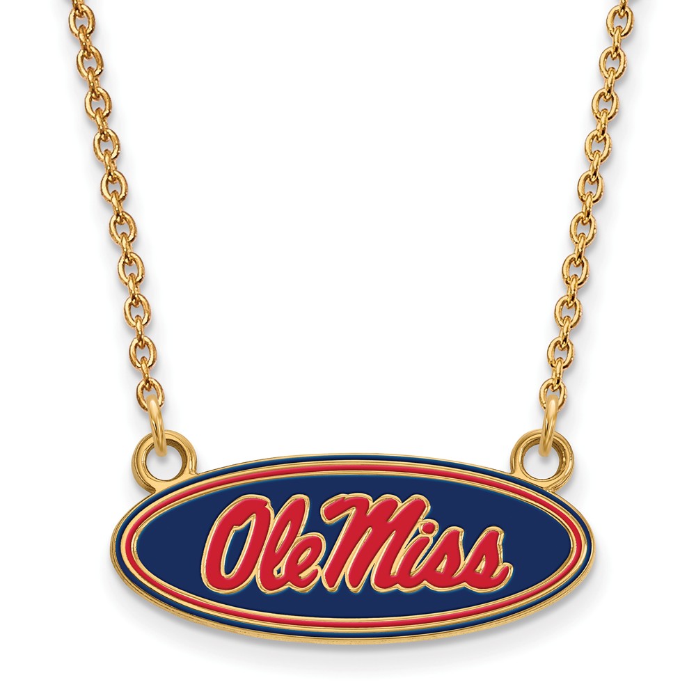 14k Gold Plated Silver U of Mississippi Ole Miss Enamel Necklace