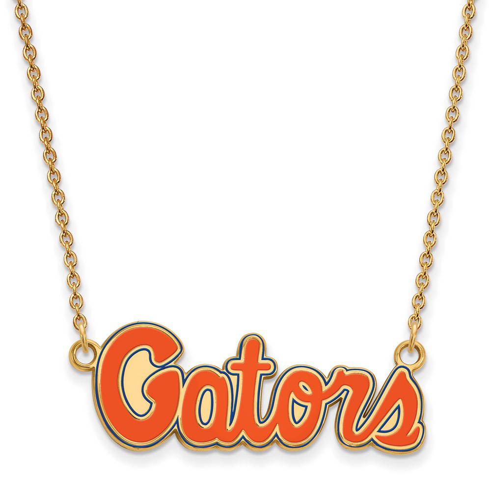 14k Gold Plated Silver U of Florida Enamel Pendant Necklace