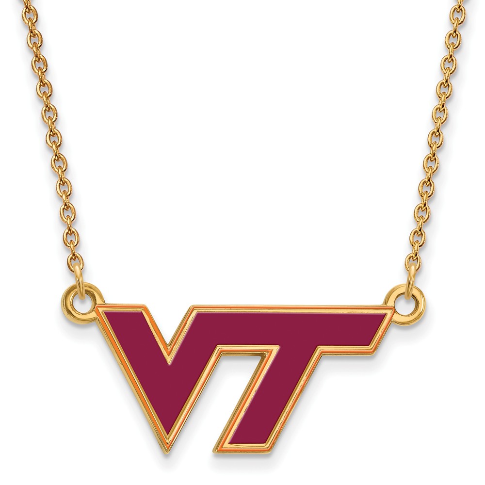 14k Gold Plated Silver Virginia Tech Sm Enamel Pendant Necklace
