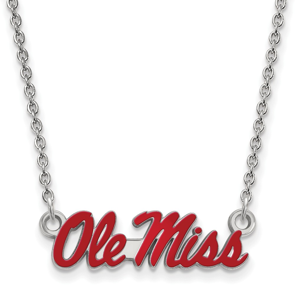 Sterling Silver U of Mississippi Enamel Pendant Necklace