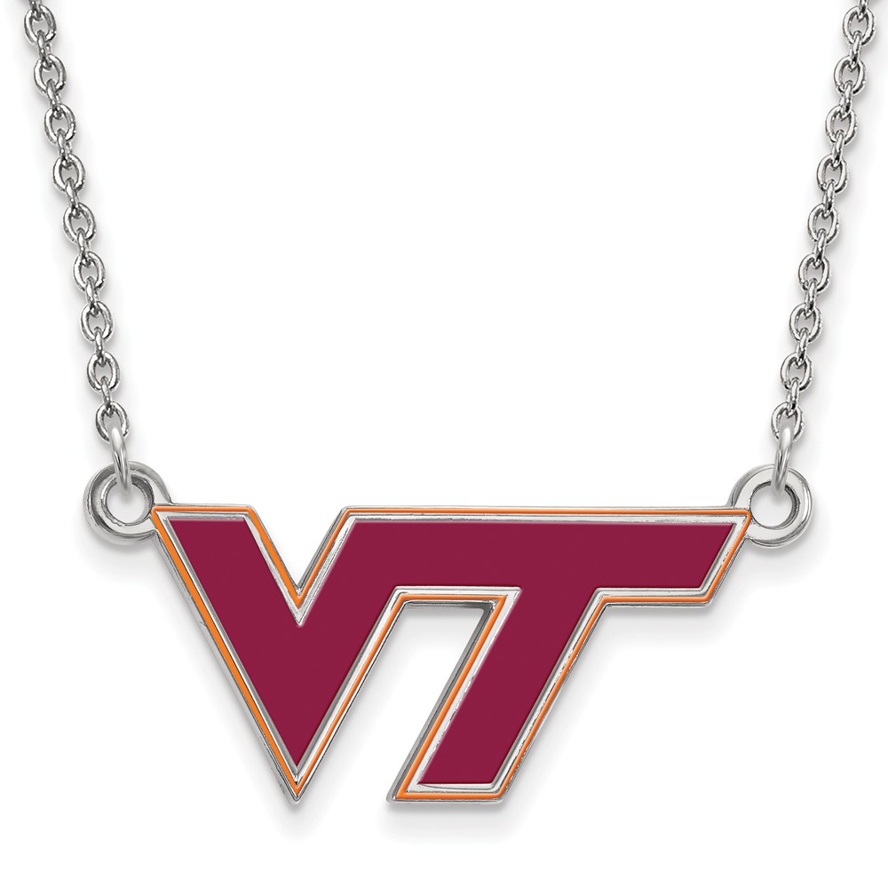 Sterling Silver Virginia Tech Enamel Pendant Necklace