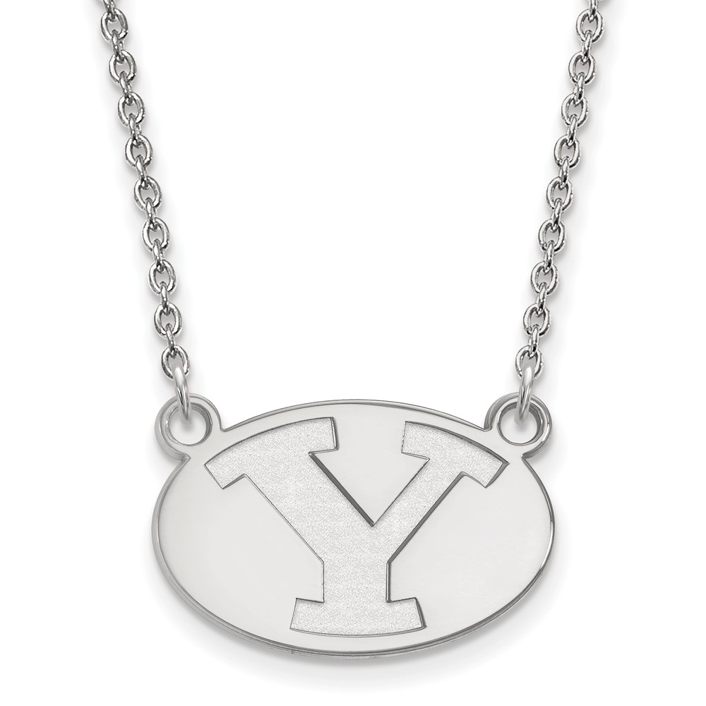 10k White Gold Brigham Young U Initial Y Pendant Necklace