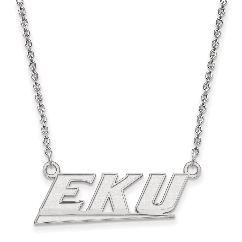 10k White Gold Eastern Kentucky U Pendant Necklace