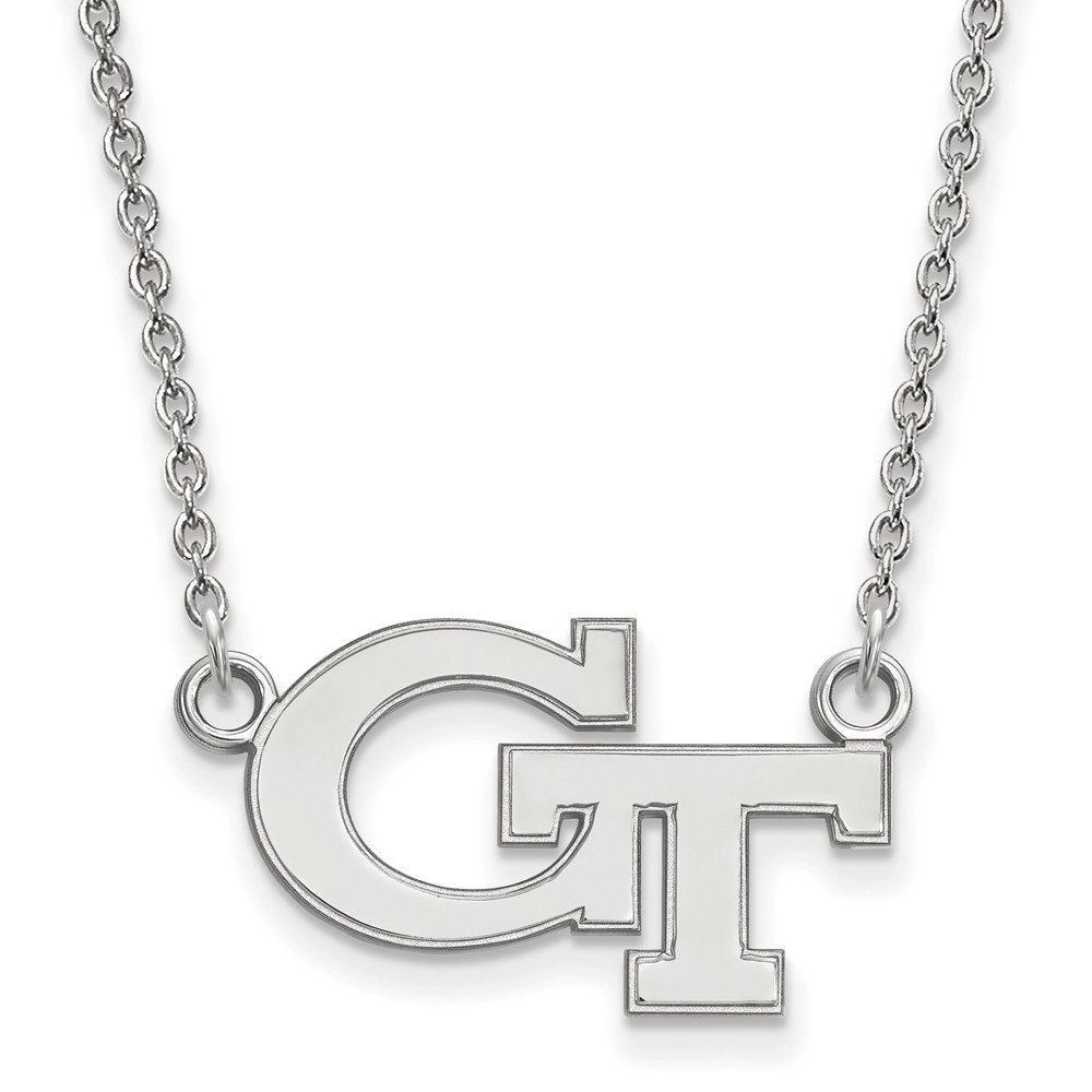 10k White Gold Georgia Technology 'GT' Pendant Necklace