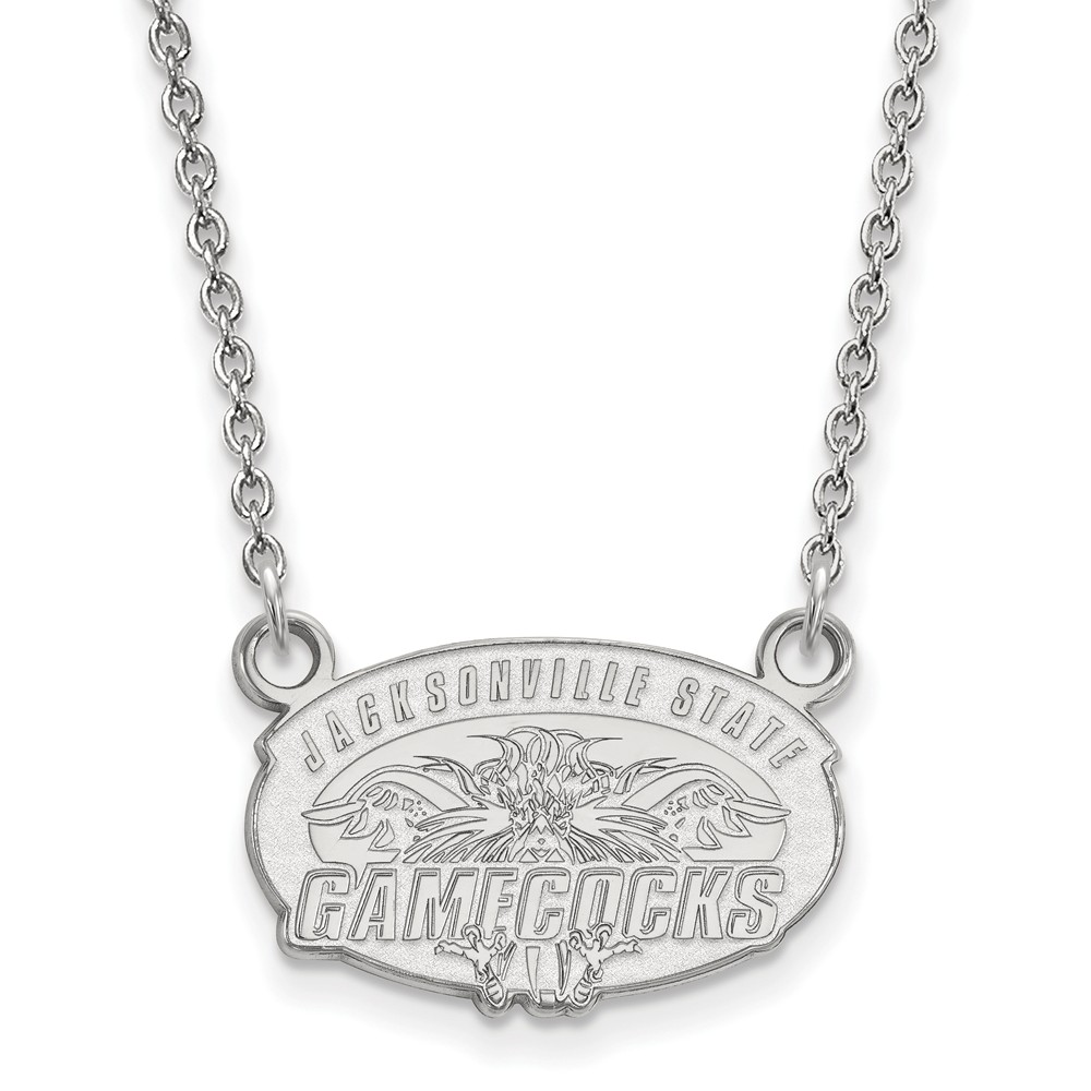 10k White Gold Jacksonville State Pendant Necklace