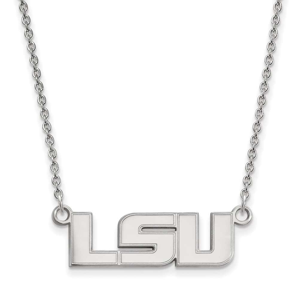 10k White Gold Louisiana State 'LSU' Pendant Necklace