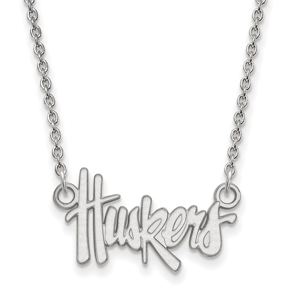 10k White Gold U of Nebraska Huskers Pendant Necklace