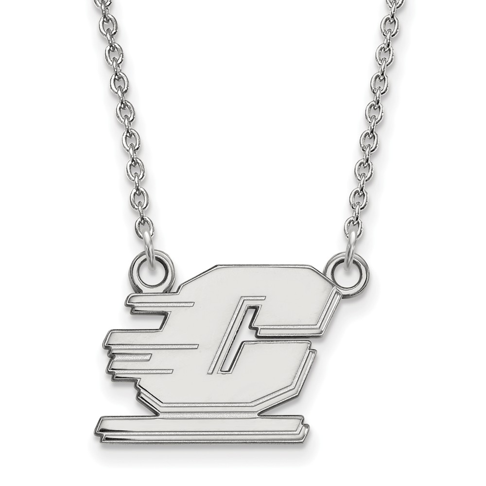 10k White Gold Central Michigan U Pendant Necklace