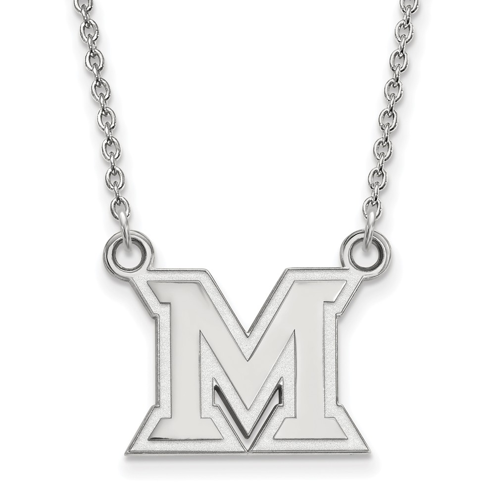 10k White Gold Miami U Small Initial Pendant Necklace