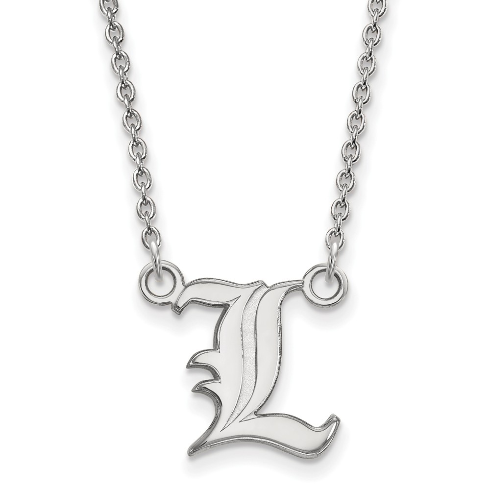 10k White Gold U of Louisville Small Script 'L' Pendant Necklace