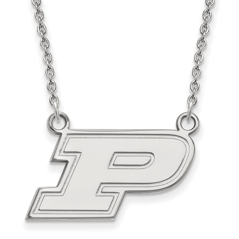 10k White Gold Purdue Initial P Pendant Necklace