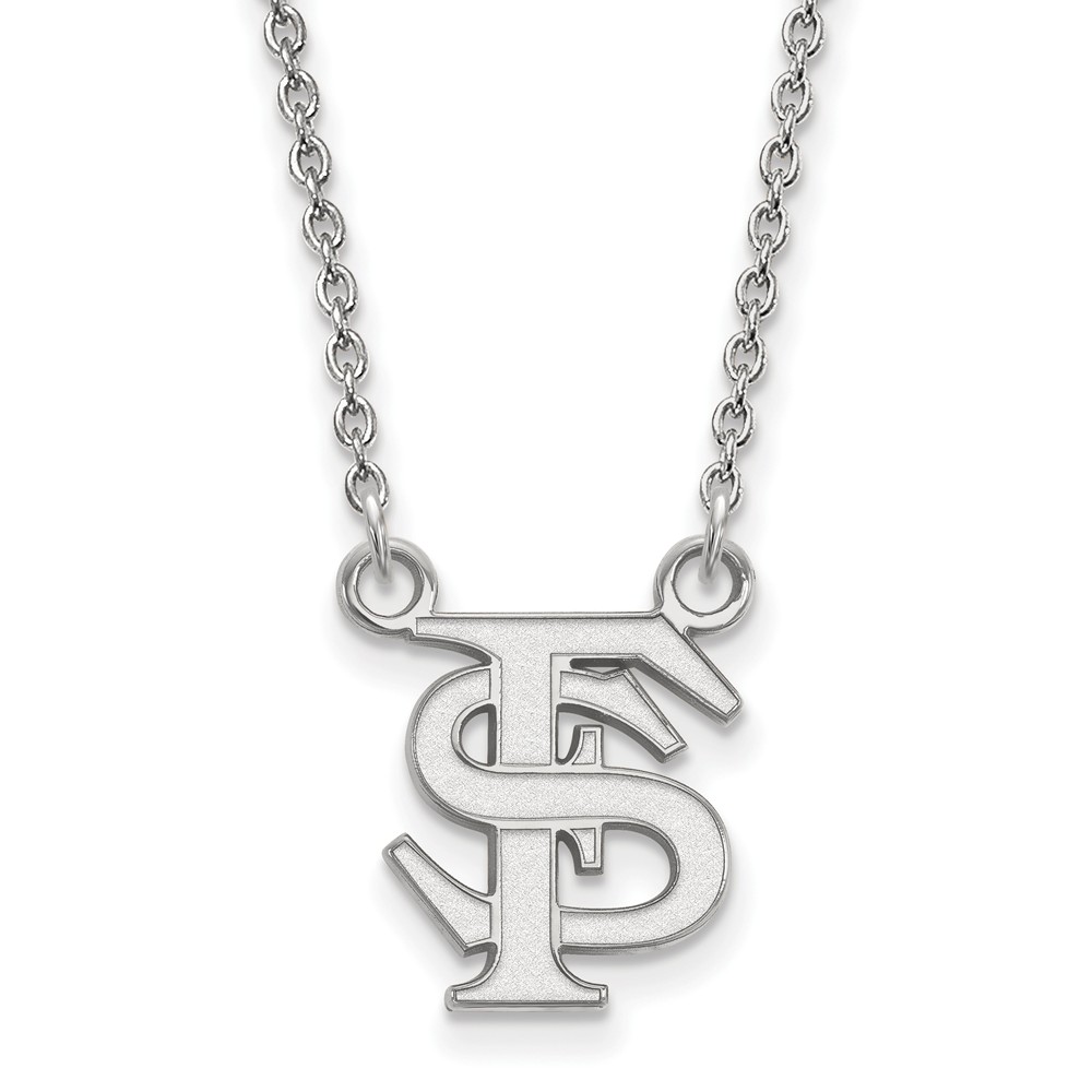 10k White Gold Florida State 'FS' Pendant Necklace