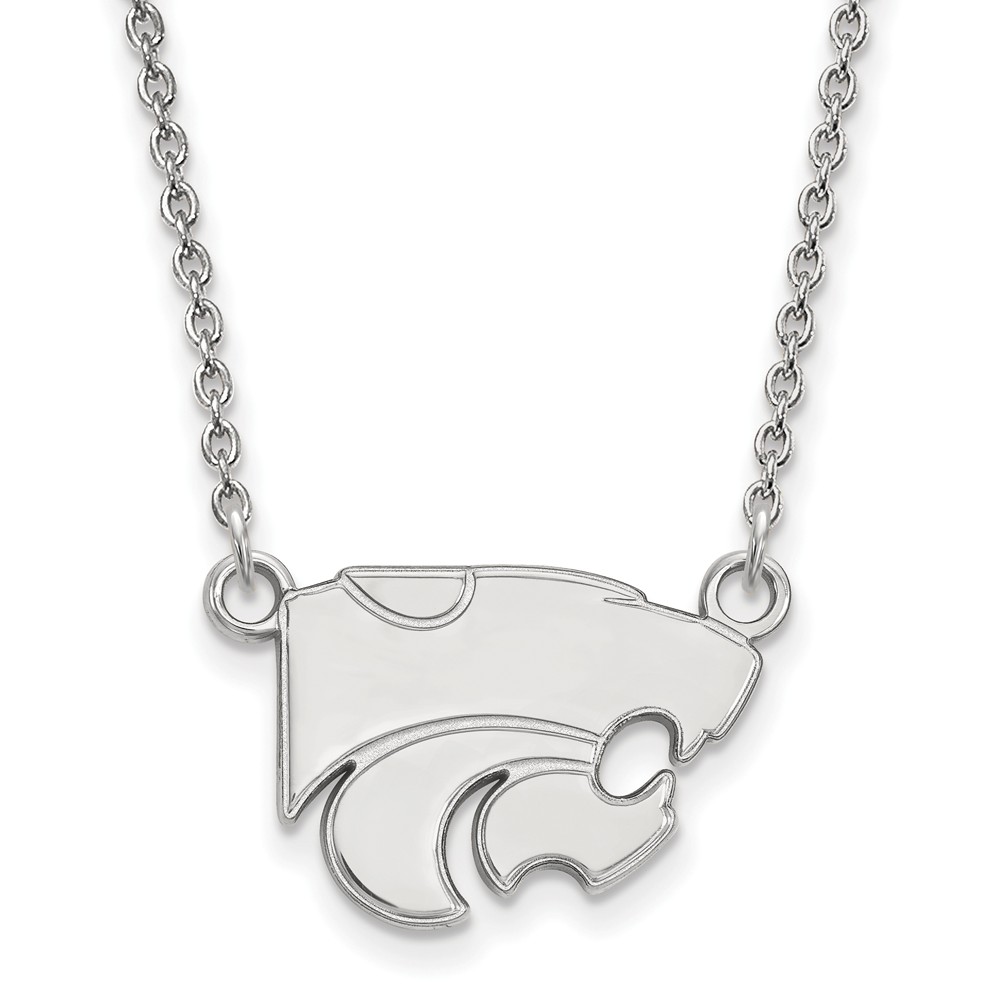 10k White Gold Kansas State Wildcat Pendant Necklace