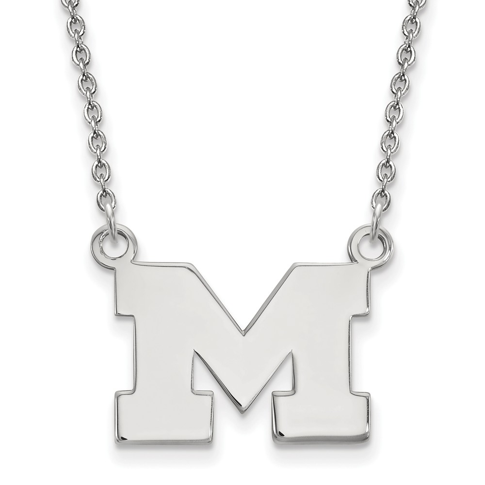 10k White Gold U of Michigan Small Initial Pendant Necklace