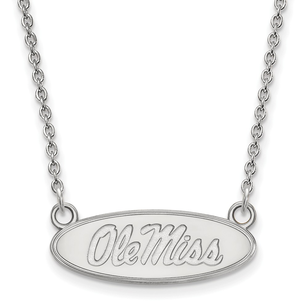 10k White Gold U of Mississippi Ole Miss Pendant Necklace