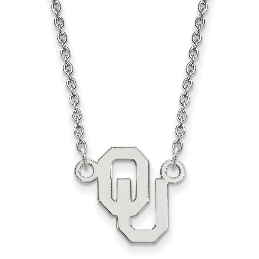 10k White Gold Oklahoma OU Pendant Necklace