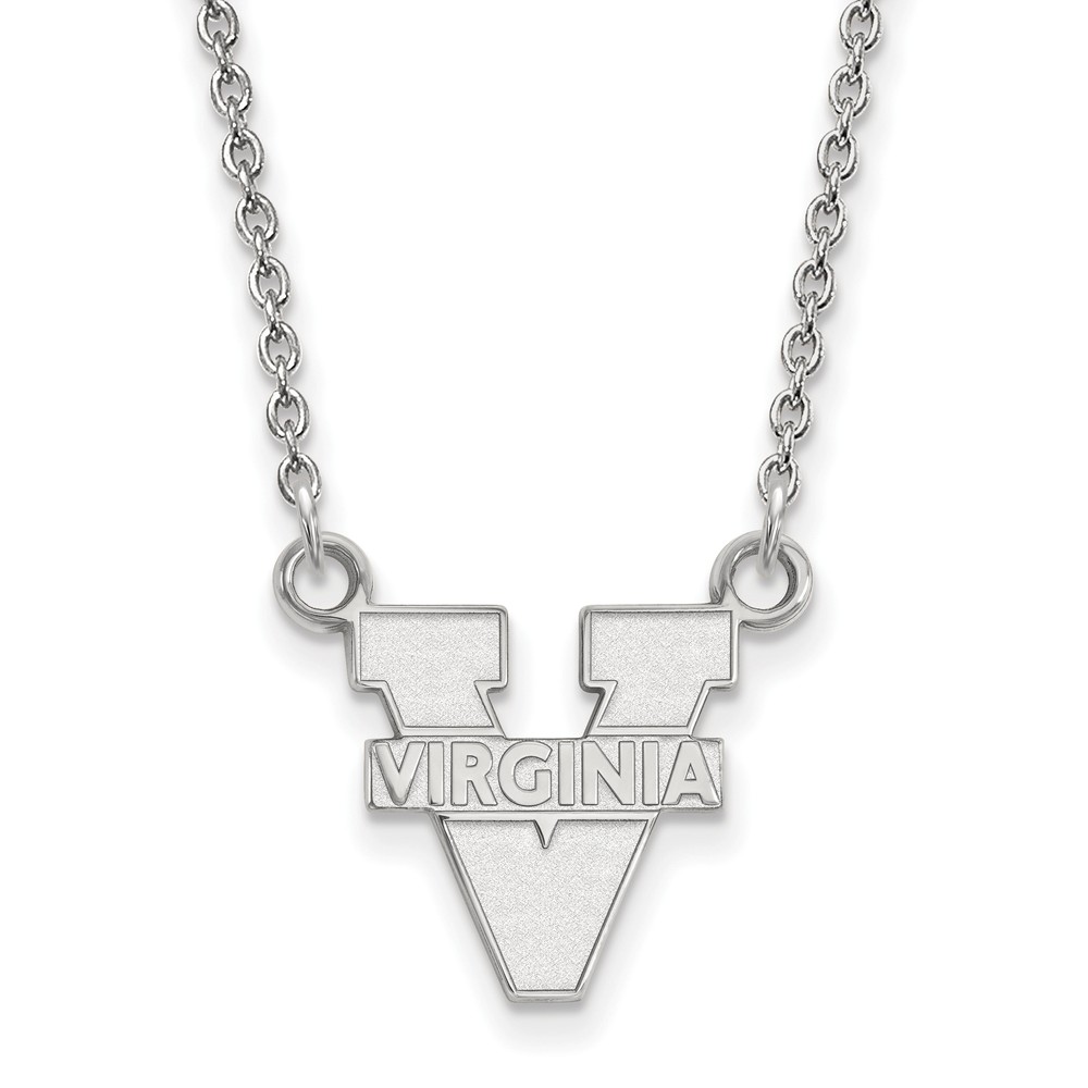 10k White Gold U of Virginia 'V' Logo Pendant Necklace