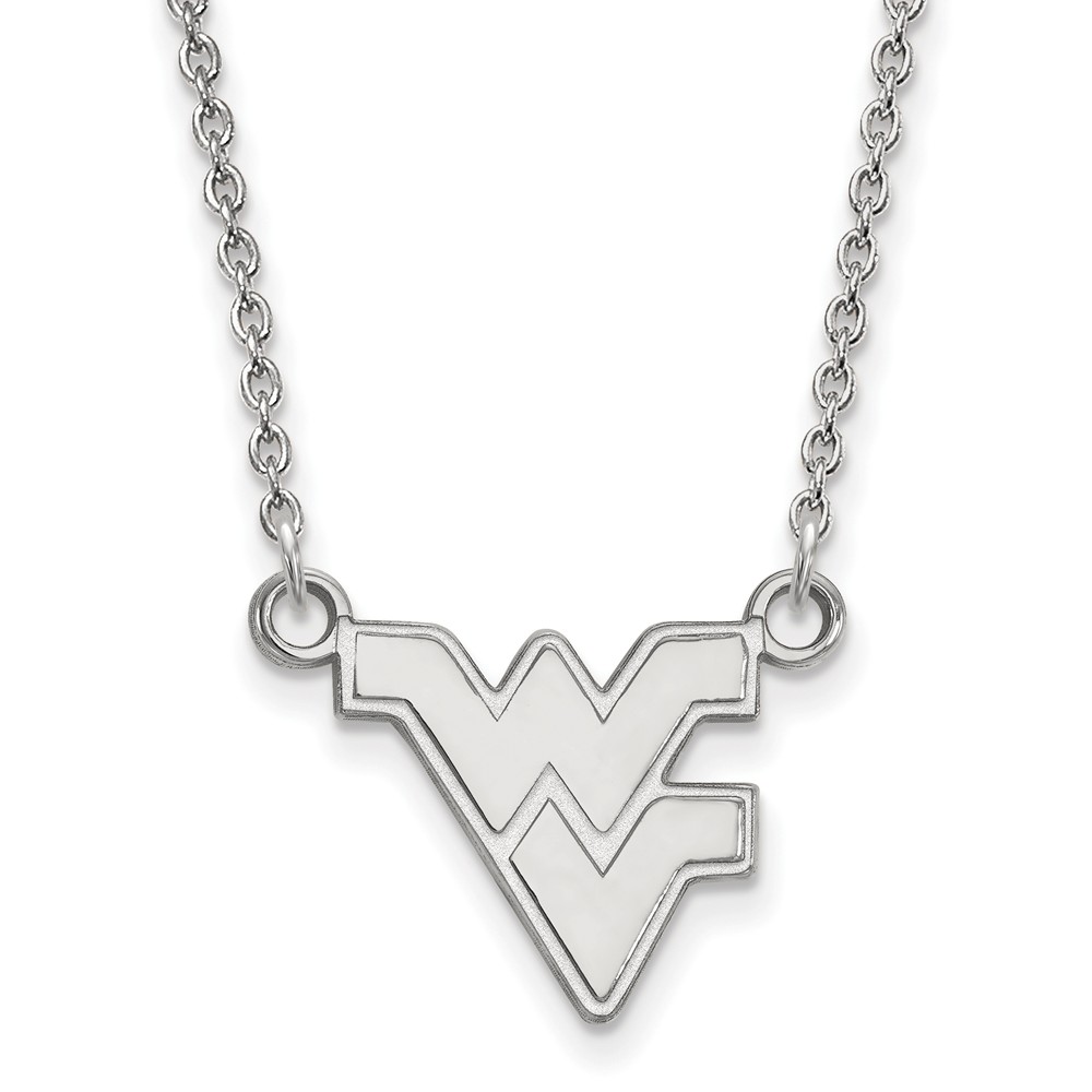 10k White Gold West Virginia U Pendant Necklace